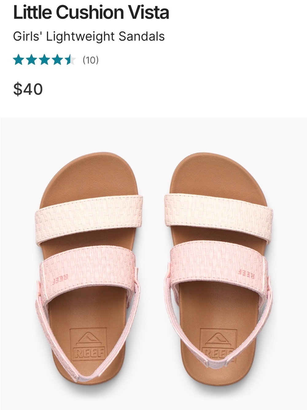 Reef Little Girls Pink Double-Strap Sandals